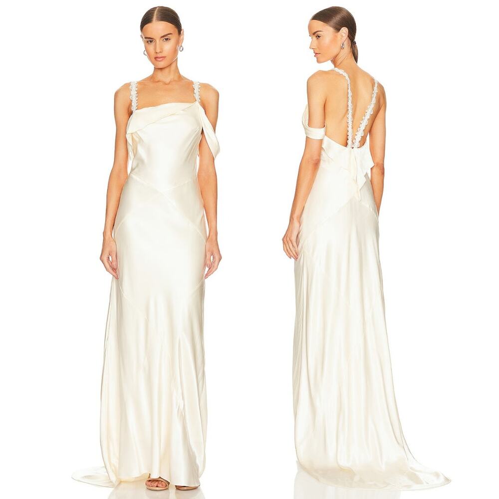 For Love & Lemons Pearl Bridal Dress Wedding Victorian Romance Lace Formal XS